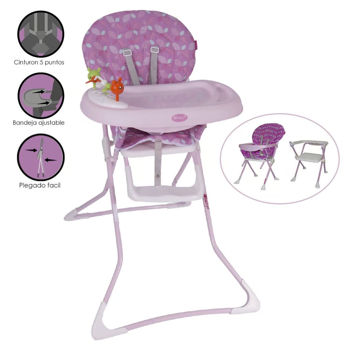 EBABY - Silla de Comer BADALA Plegable Rosado