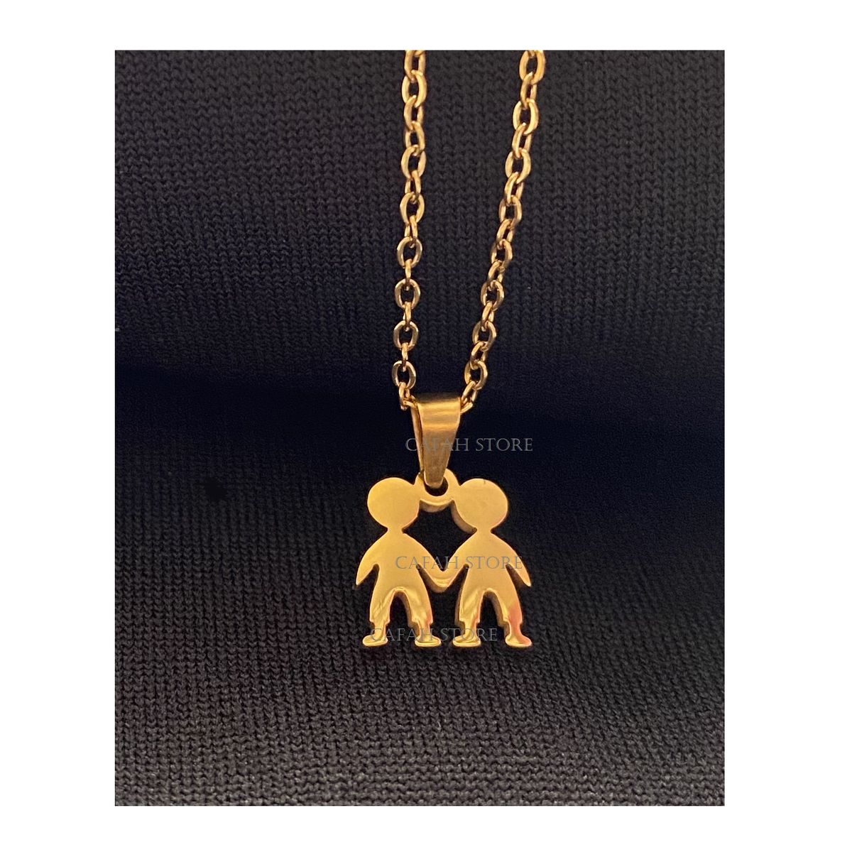 OEM - Collar Mujer Dije Mini 2 Niños o 2 Hijos Fino Acero Inoxidable 316L