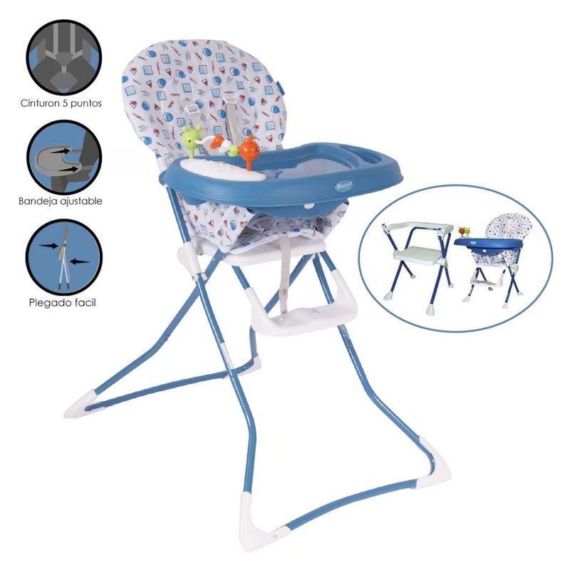 EBABY - Silla de Comer BADALA Plegable Azul