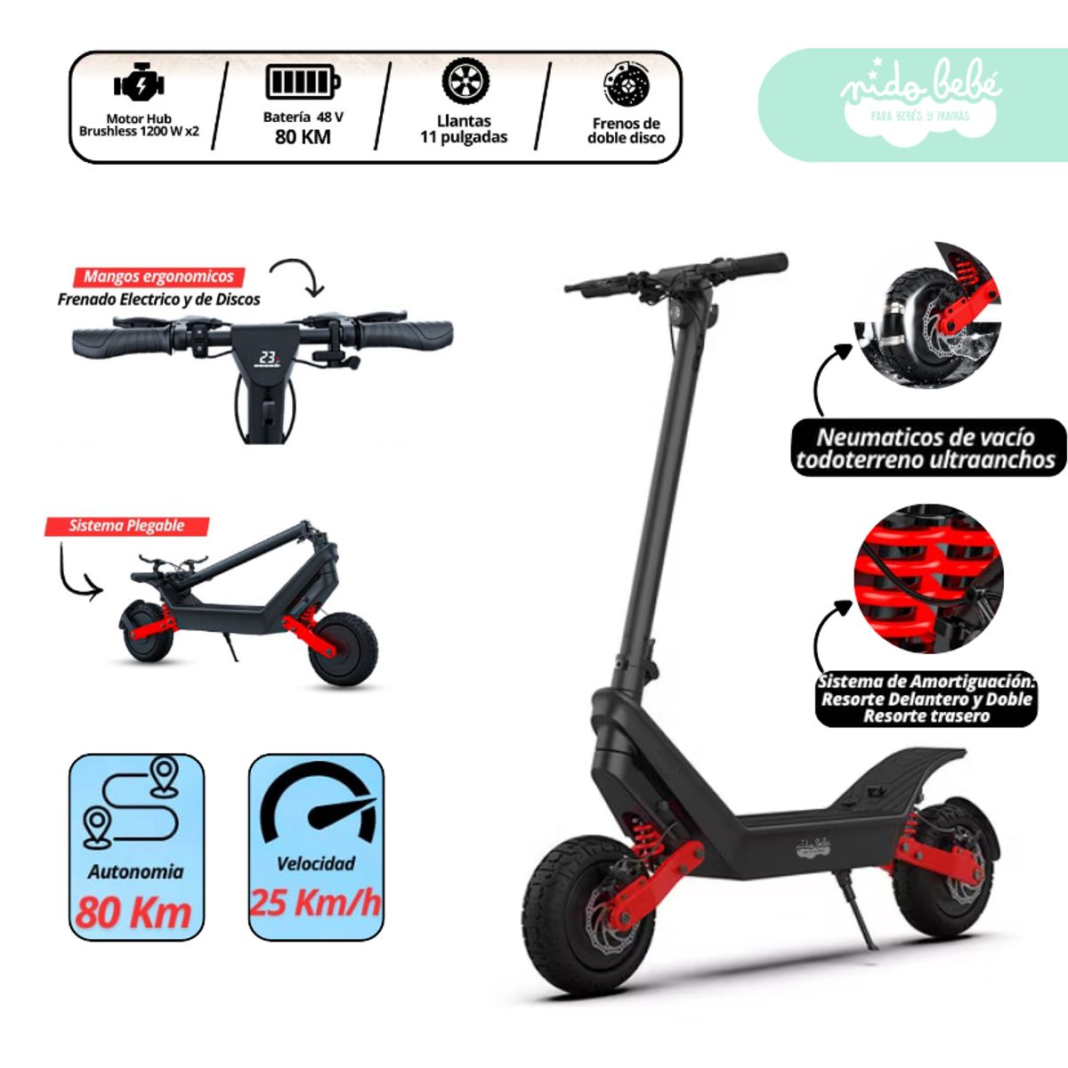 GENERICO - SCOOTER PARA NIÑO x10 pro eléctrico