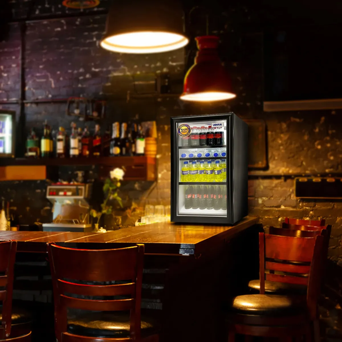 VENTUS - Refrigerador Ventus Visicooler LG-100 110L  Puerta de Doble Vidrio