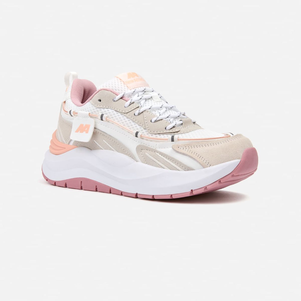 NEW ATHLETIC - Zapatillas New Athletic Lifestyle Rubbing160 Beige Con Rosado Mujer