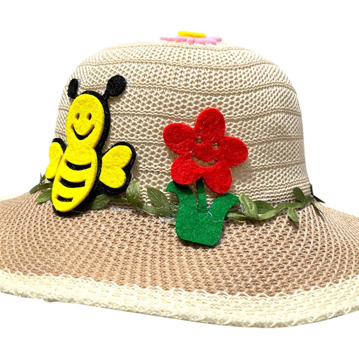 GENERICO - Hermoso Sombrero de Niña de Abeja Gorro Sol Redondo Verano Beige