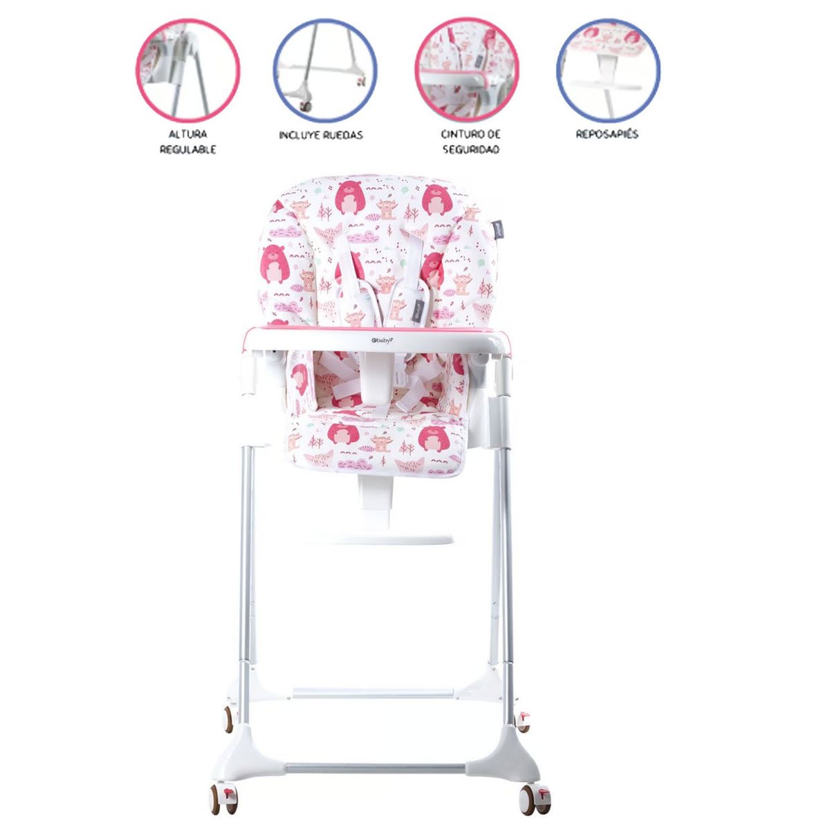 EBABY - Silla De Comer Graduable Ebaby Harriet Rosado