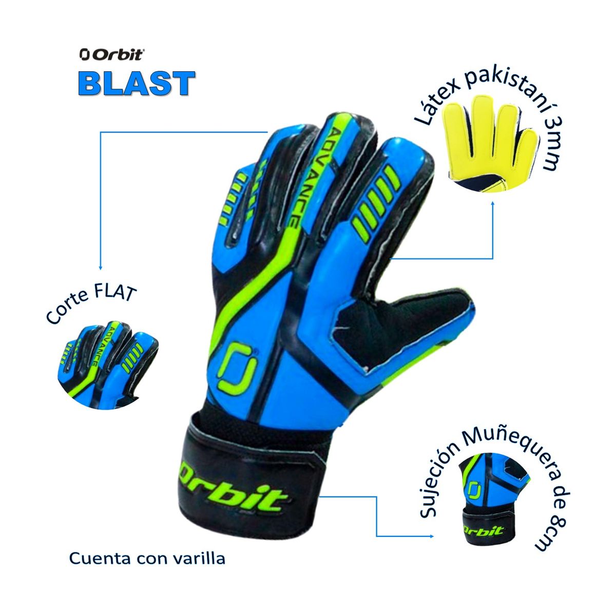 ORBIT - GUANTES DE ARQUERO FÚTBOL CON VARILLA  ADVANCE ORBIT ADULTO