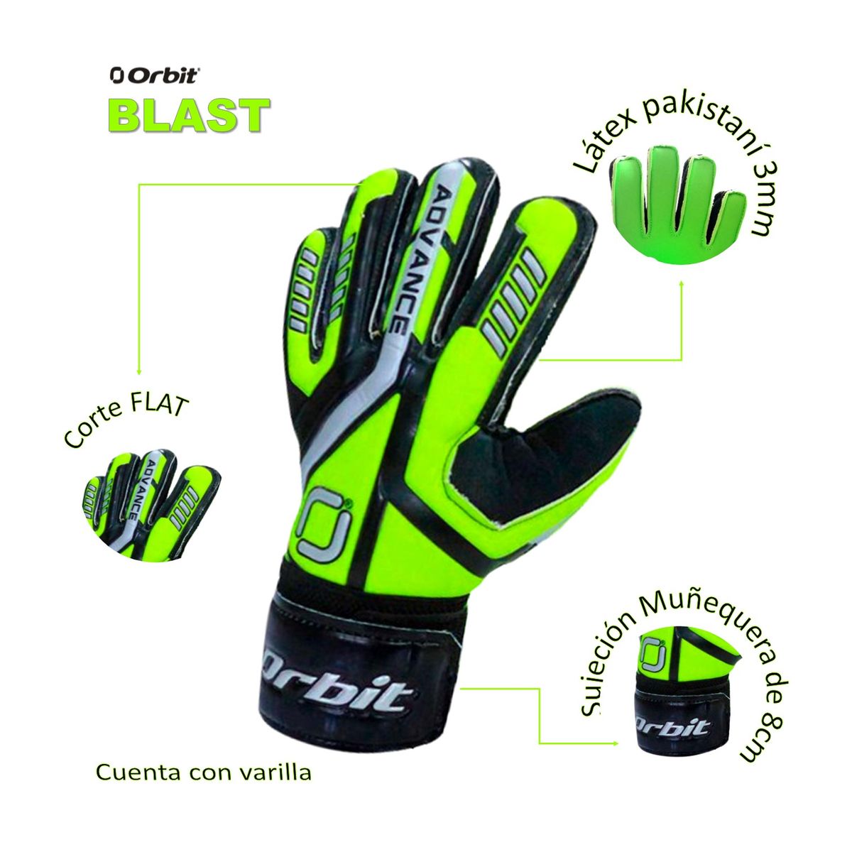ORBIT - GUANTES DE ARQUERO FÚTBOL CON VARILLA  ADVANCE ORBIT ADULTO