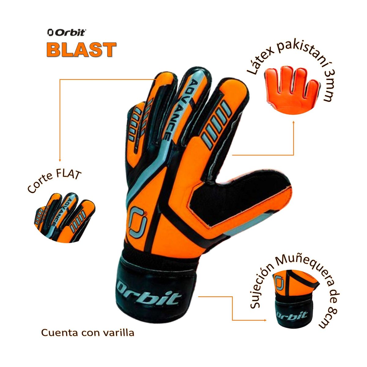 ORBIT - GUANTES DE ARQUERO FÚTBOL CON VARILLA  ADVANCE ORBIT ADULTO