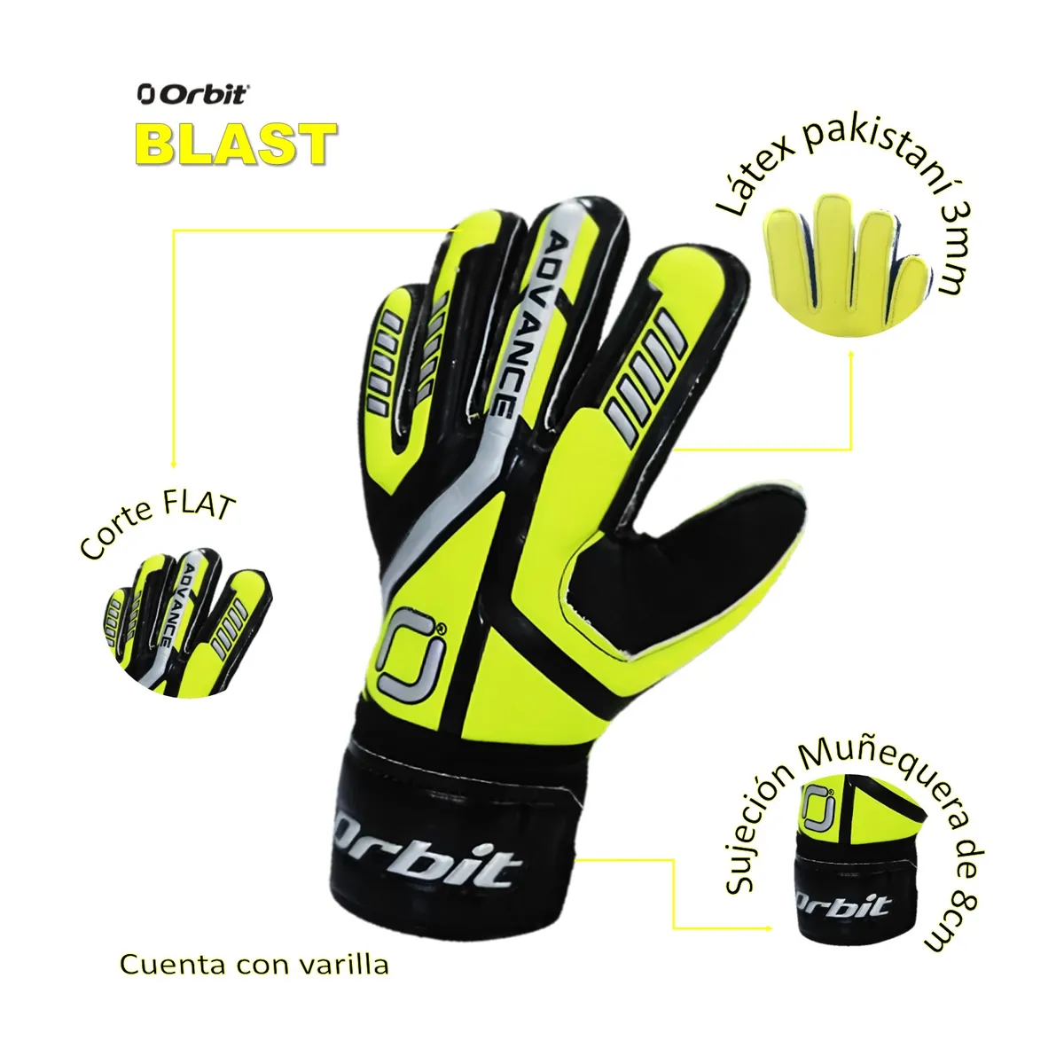 ORBIT - GUANTES DE ARQUERO FÚTBOL CON VARILLA  ADVANCE ORBIT ADULTO