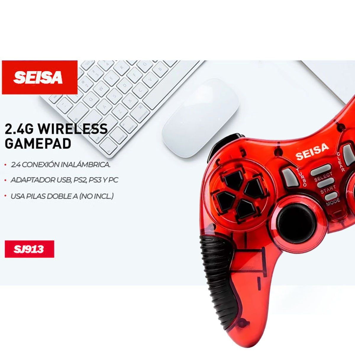 SEISA - Mando Gamepad Seisa Sj913 Inalámbrico Pc Ps2 Ps3 Android Smart Tv