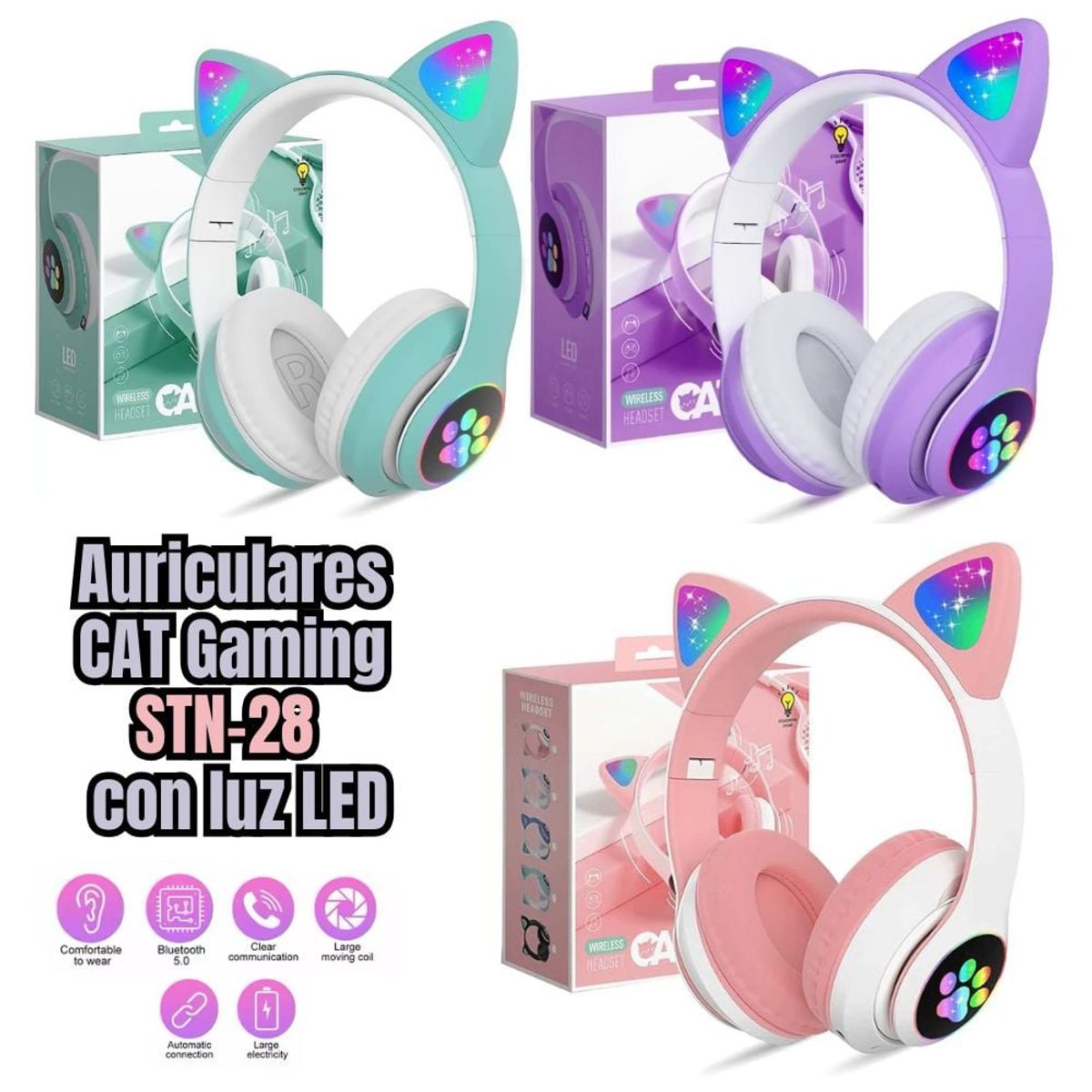 GENERICO - Audifonos CAT Gaming Con luz LED STN-28