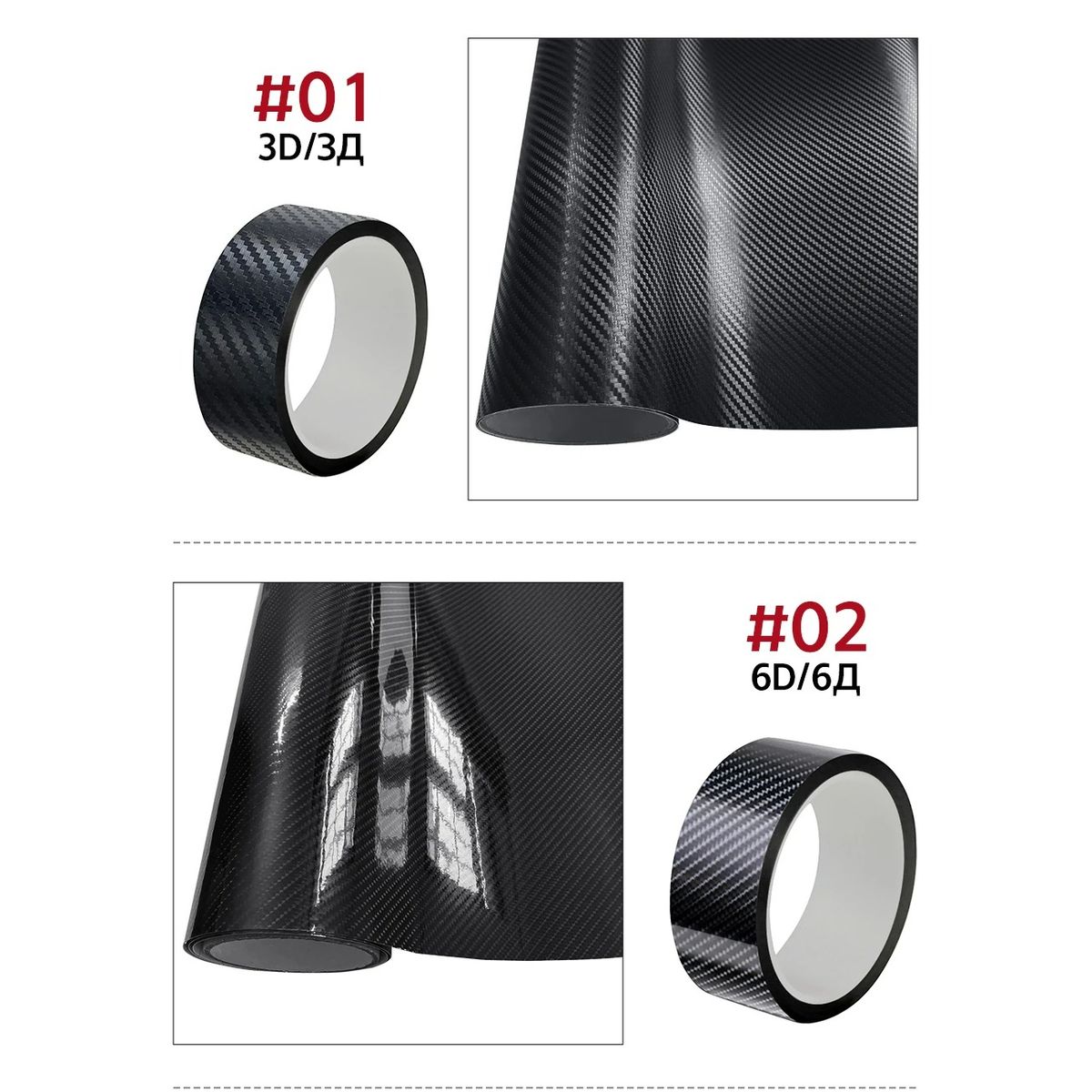 GENERICO - Cinta 6D Vinil Fibra de carbono 15CMX5M