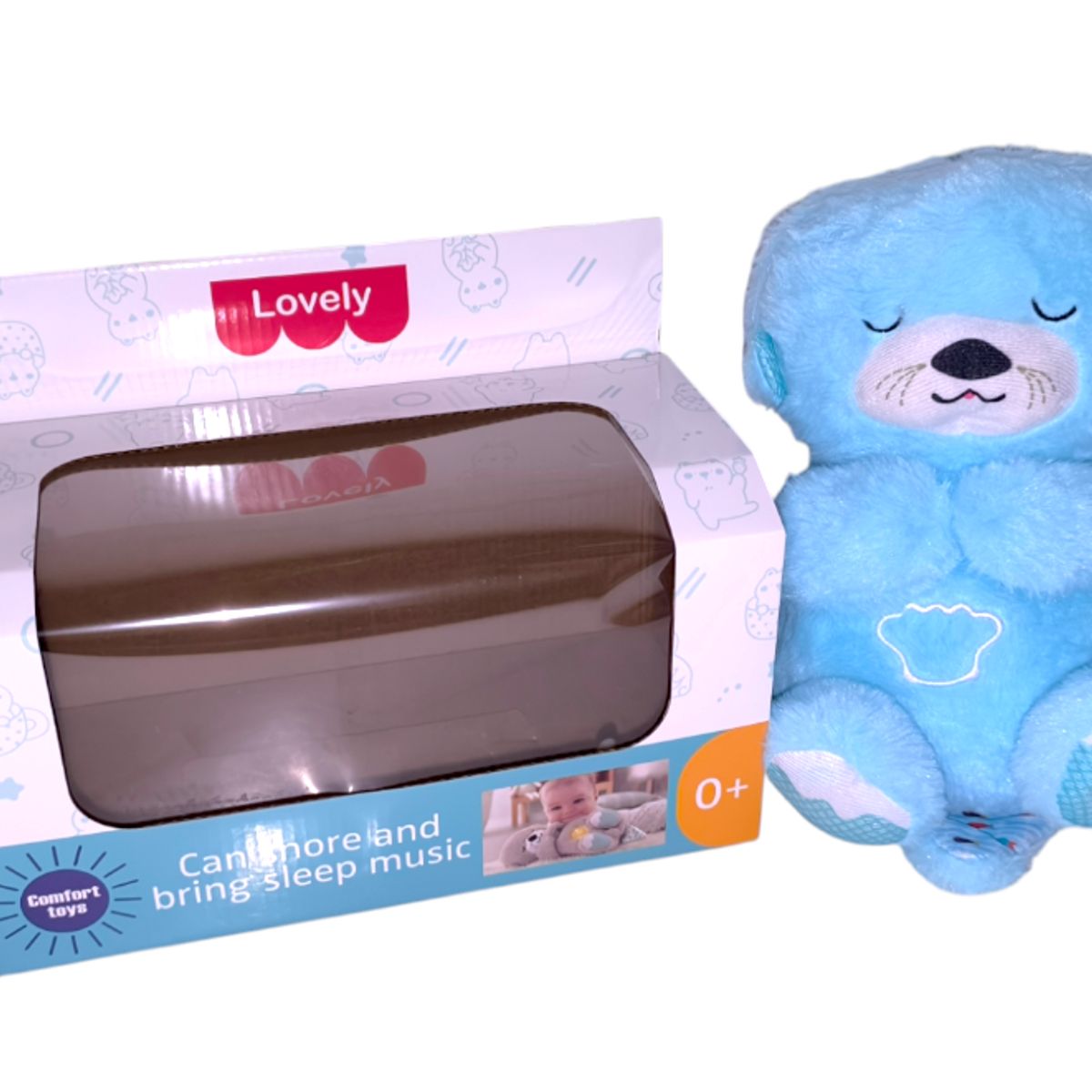 GENERICO - Peluche Nutria respira con luces color Celeste