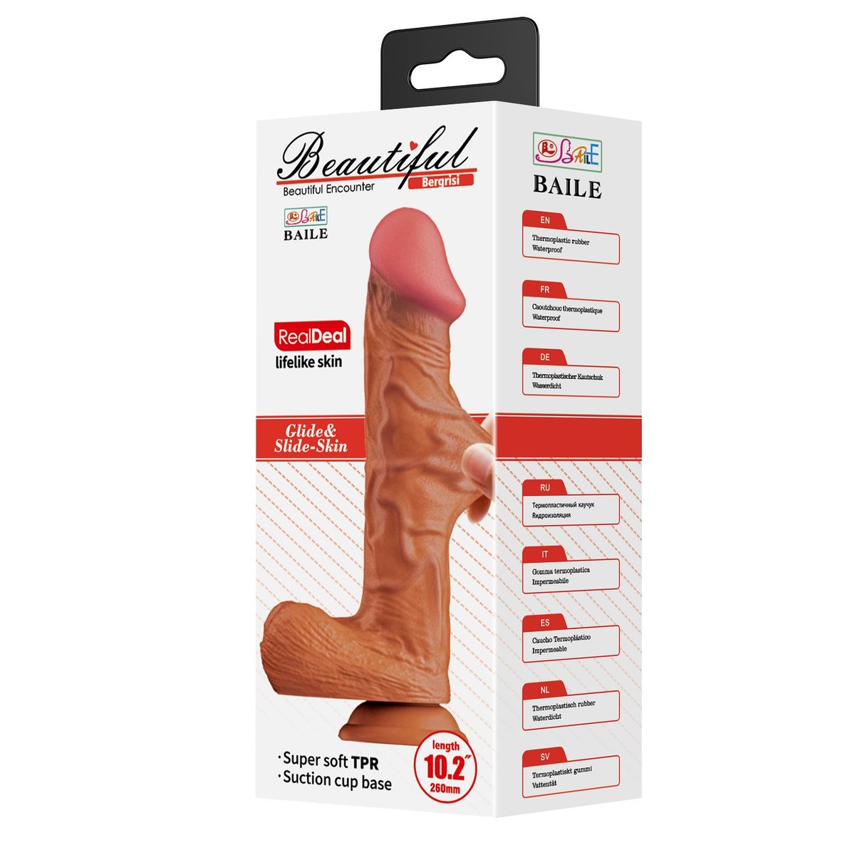 BAILE - Dildo Realista Pellizcable Bergrisi Super Suave 26 cm Ø 5.5 cm Ventosa