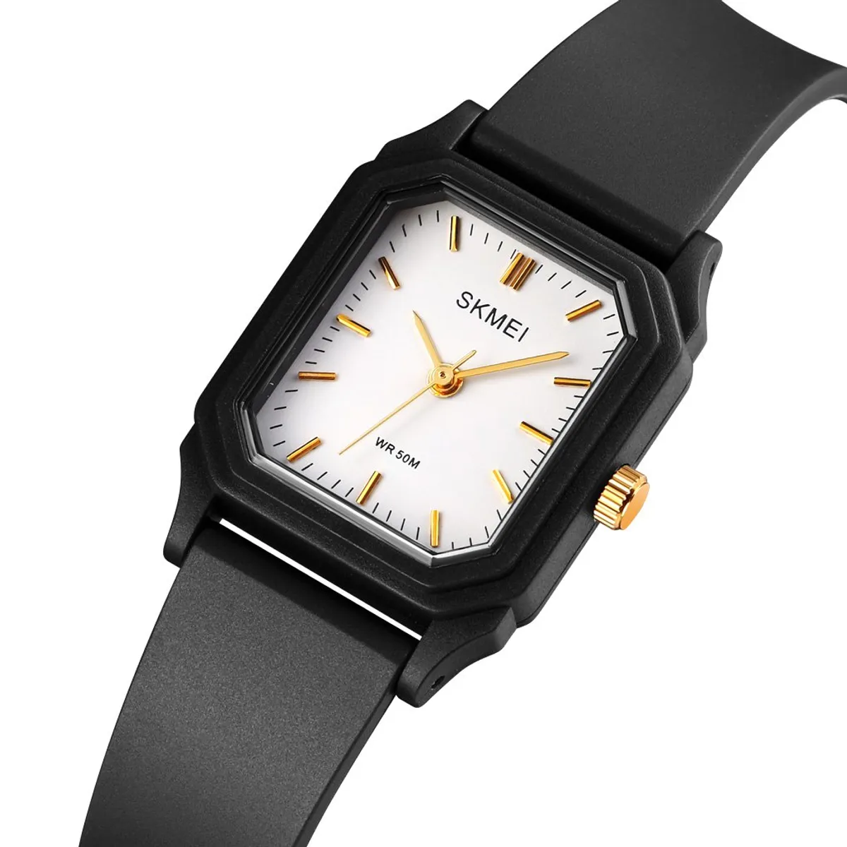 SKMEI - RELOJ SKMEI 1651 Negro detalles dorados CORREA Silicona PARA MUJER
