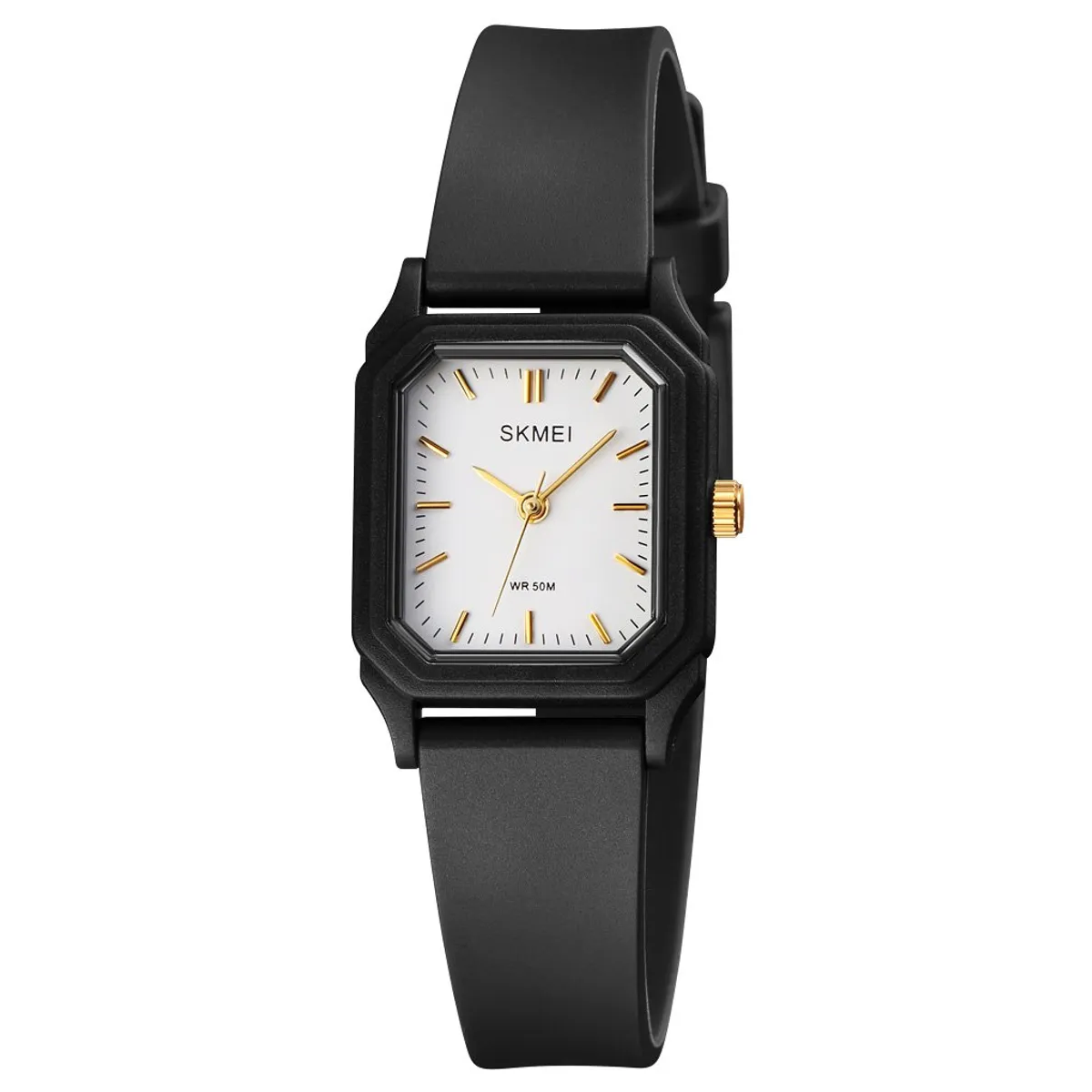 SKMEI - RELOJ SKMEI 1651 Negro detalles dorados CORREA Silicona PARA MUJER