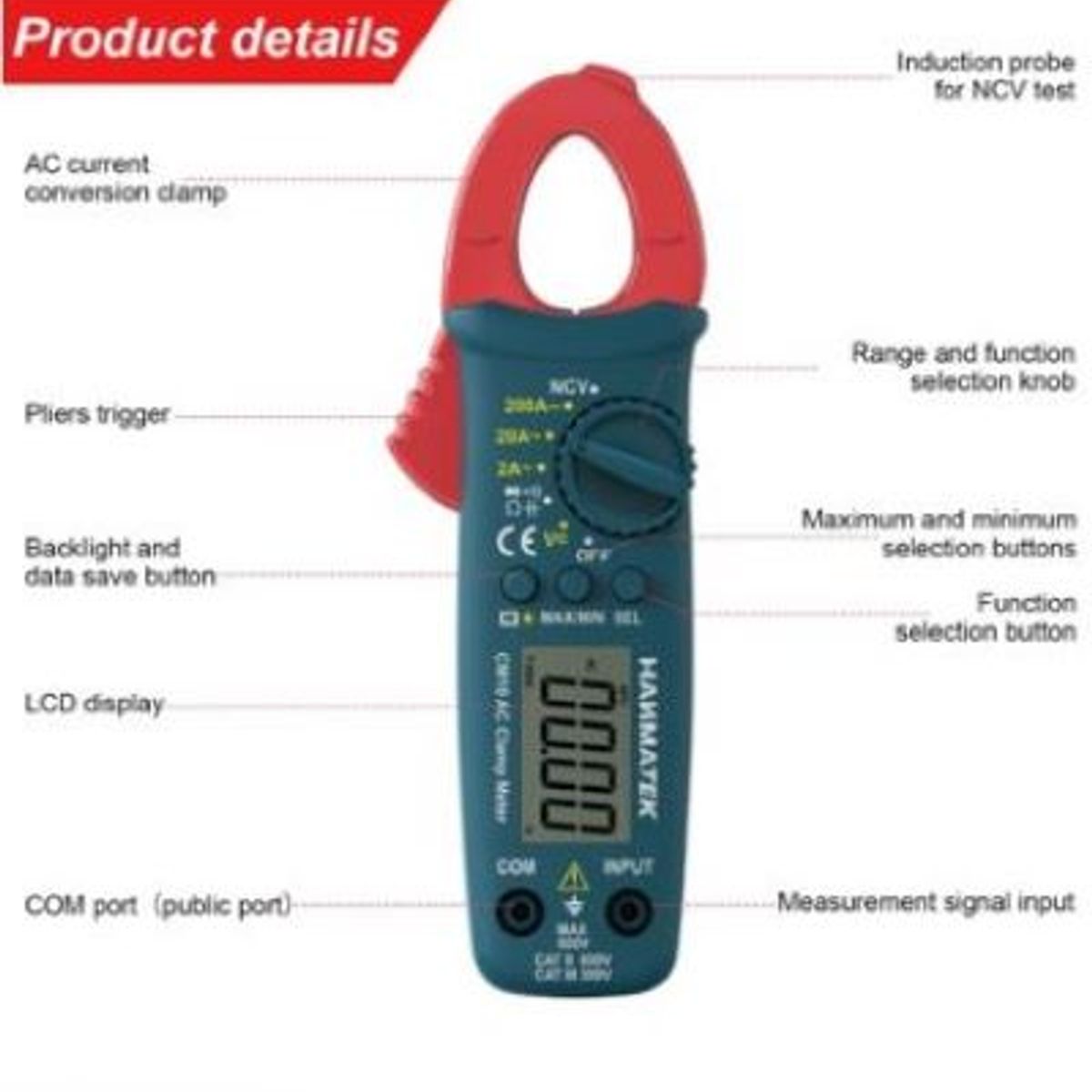GENERICO - Pinza amperimétrica Multímetro CM10