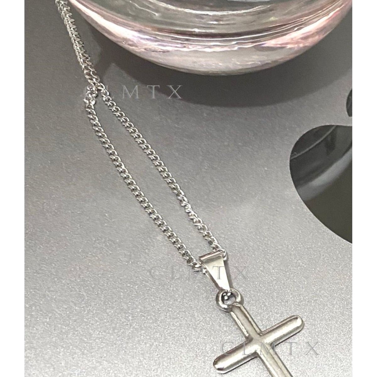 OEM - Collar Cruz Mujer Redonda Fino Acero Inoxidable x SAN VALENTIN