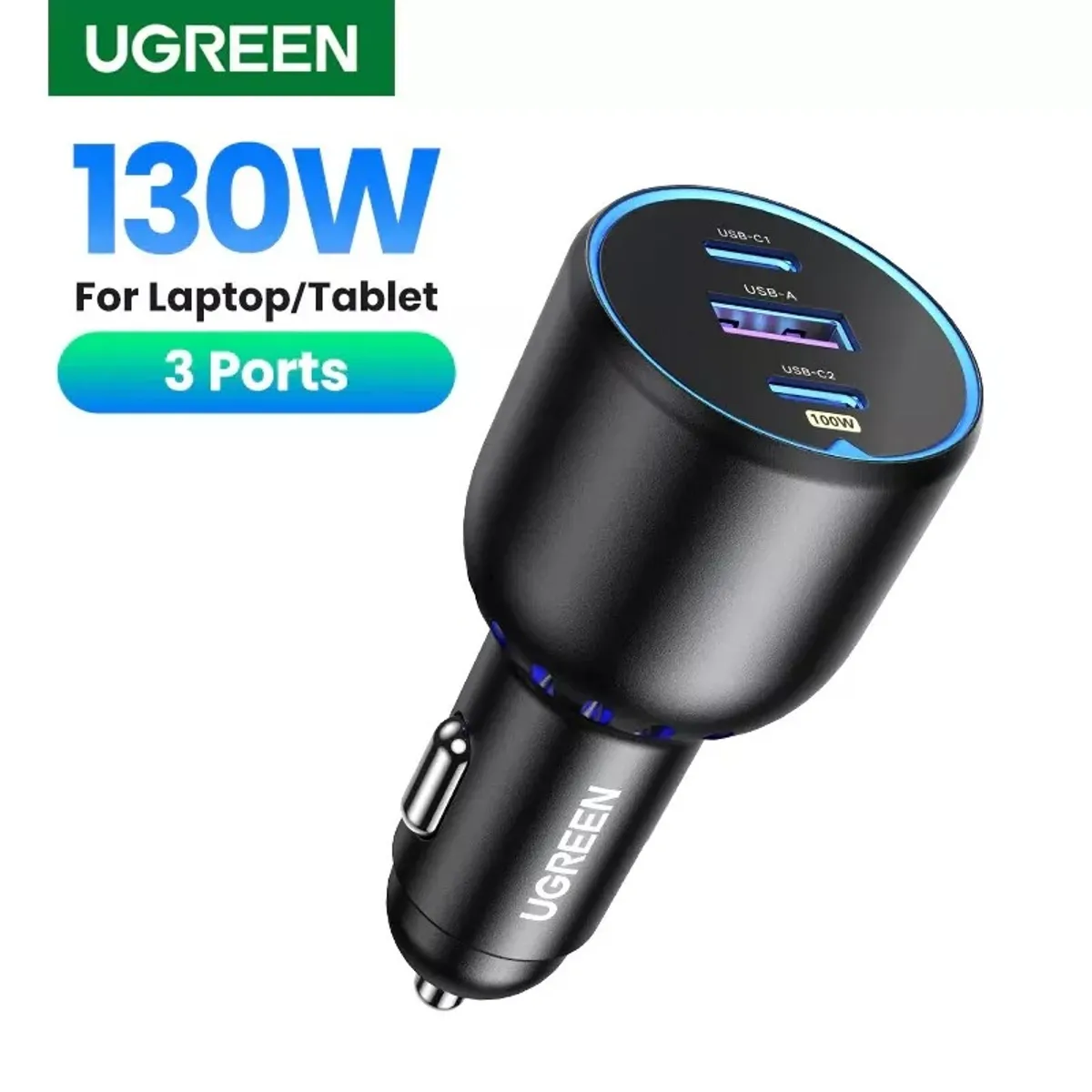 UGREEN - Cargador de Auto Ugreen 130W Fast Charge 3 Puertos
