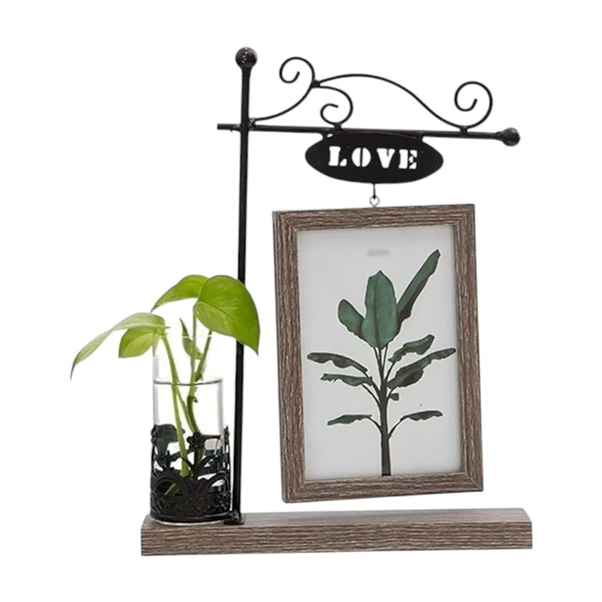 GENERICO - Marcos de Fotos Colgante Con Florero de Vidrio 10x15cm