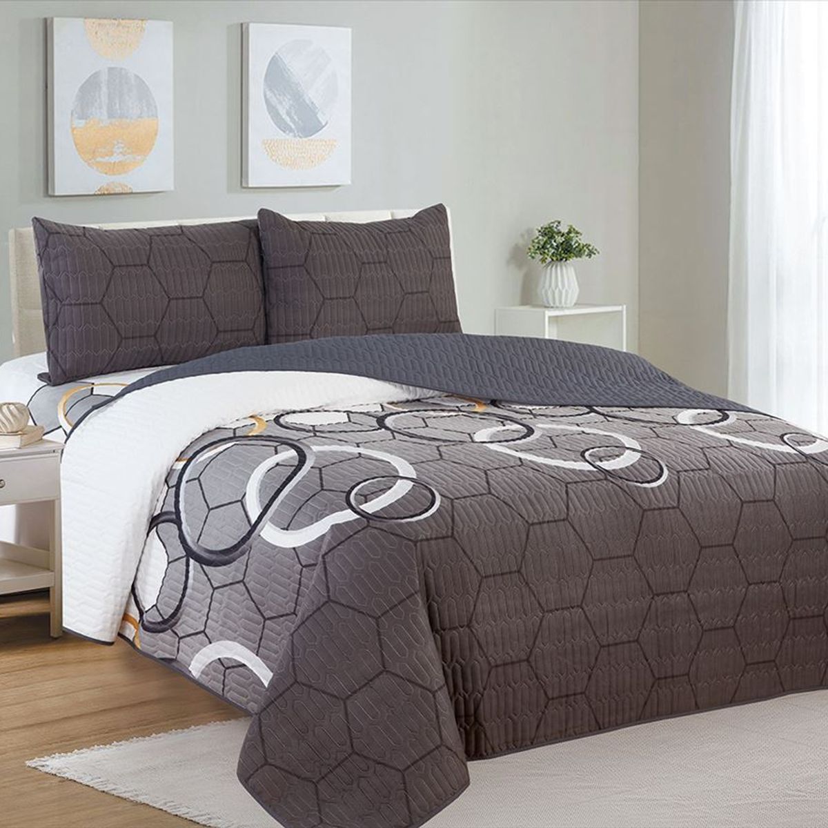 CASATEX - Cubrecama + Juego de sábanas Queen 100% Algodón - 5 Piezas