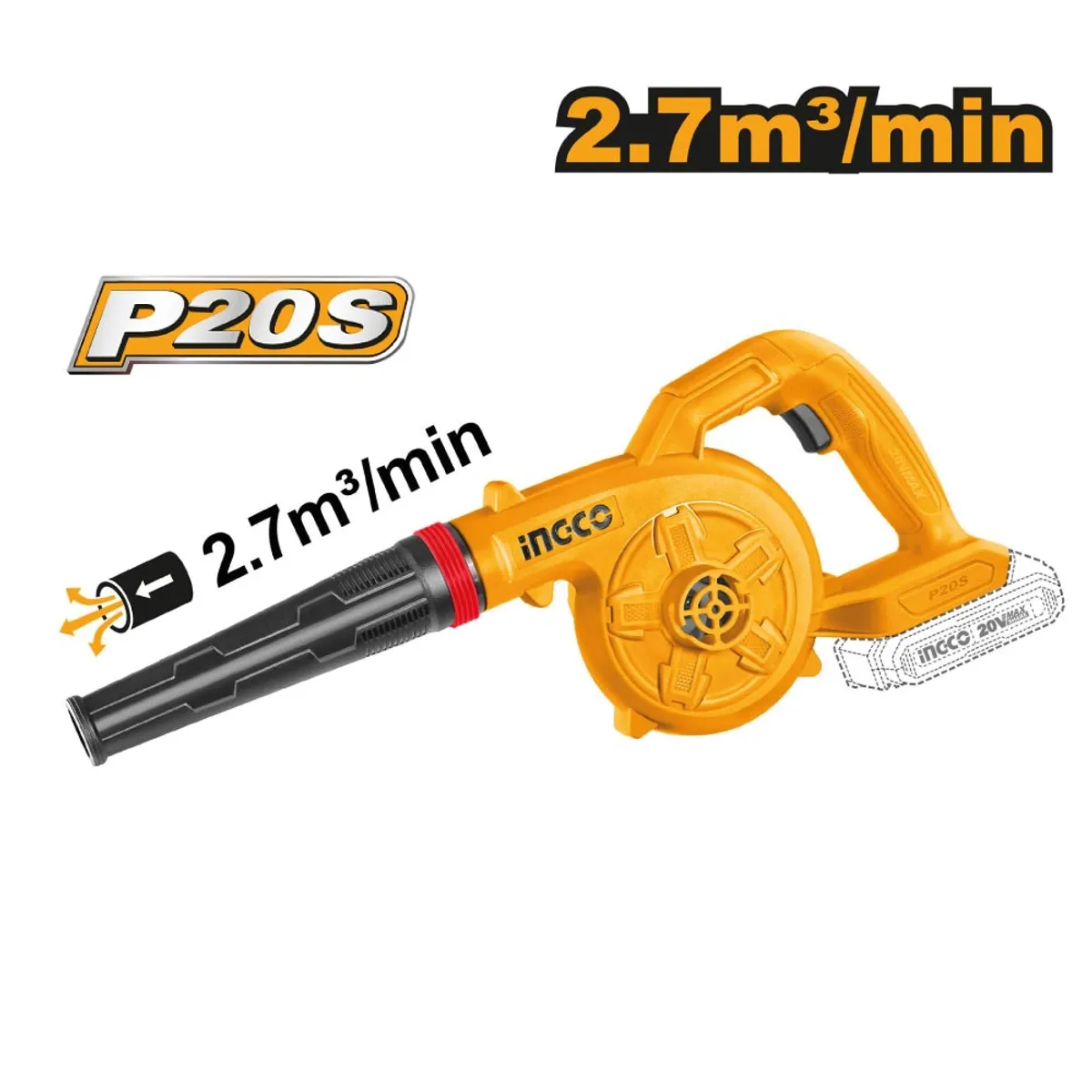 INGCO TOOLS - SOPLADORA INALÁMBRICA INGCO 20V + BATERÍA 20AH + CARGADOR CABLI200281
