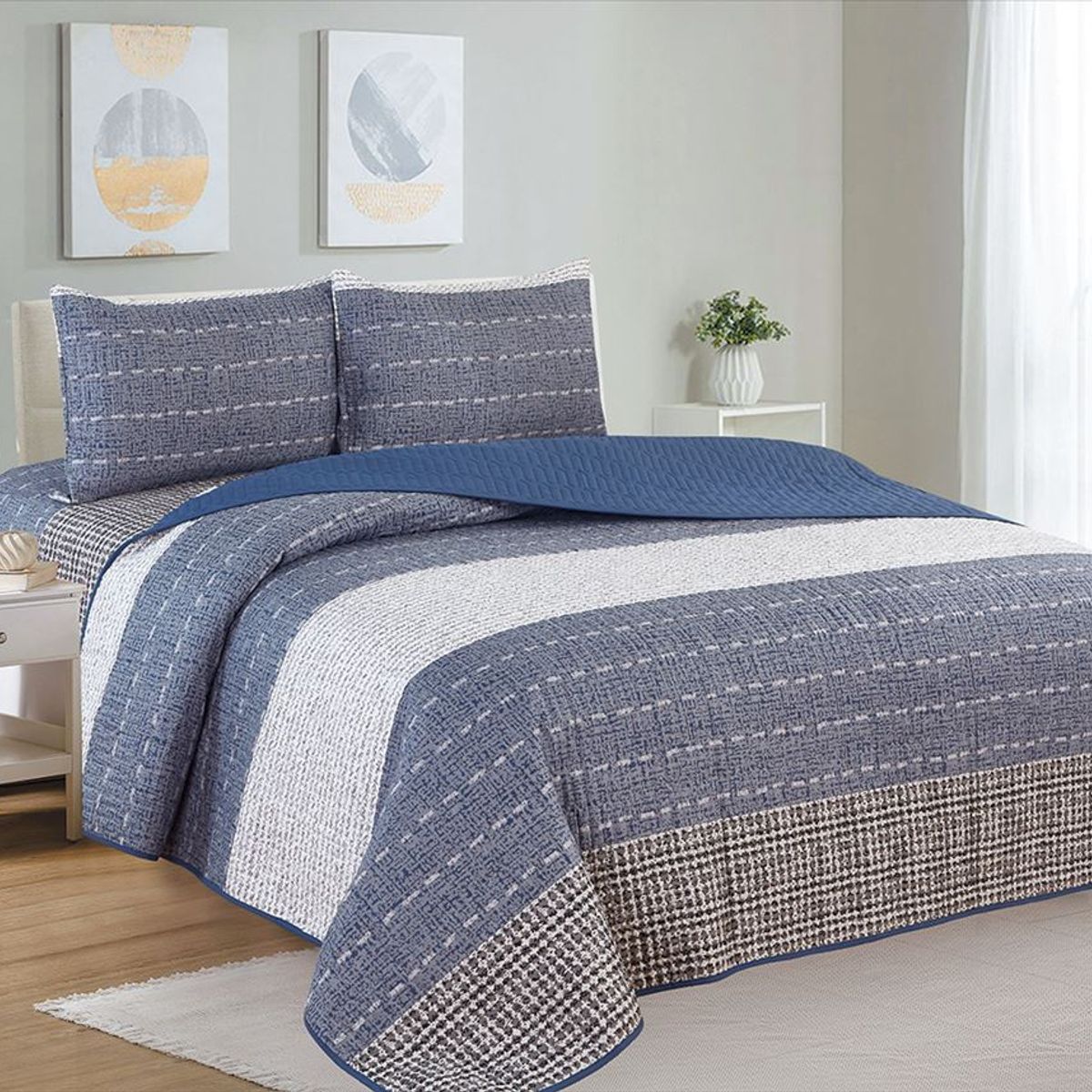 CASATEX - Cubrecama + Juego de sábanas Queen 100% Algodón - 5 Piezas