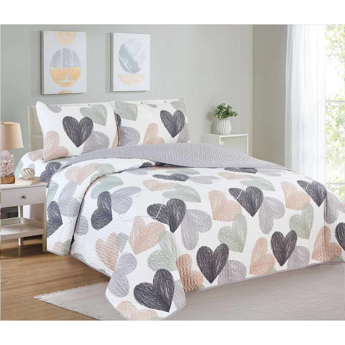 CASATEX - Cubrecama + Juego de sábanas King 100 % Algodón - 5 Piezas