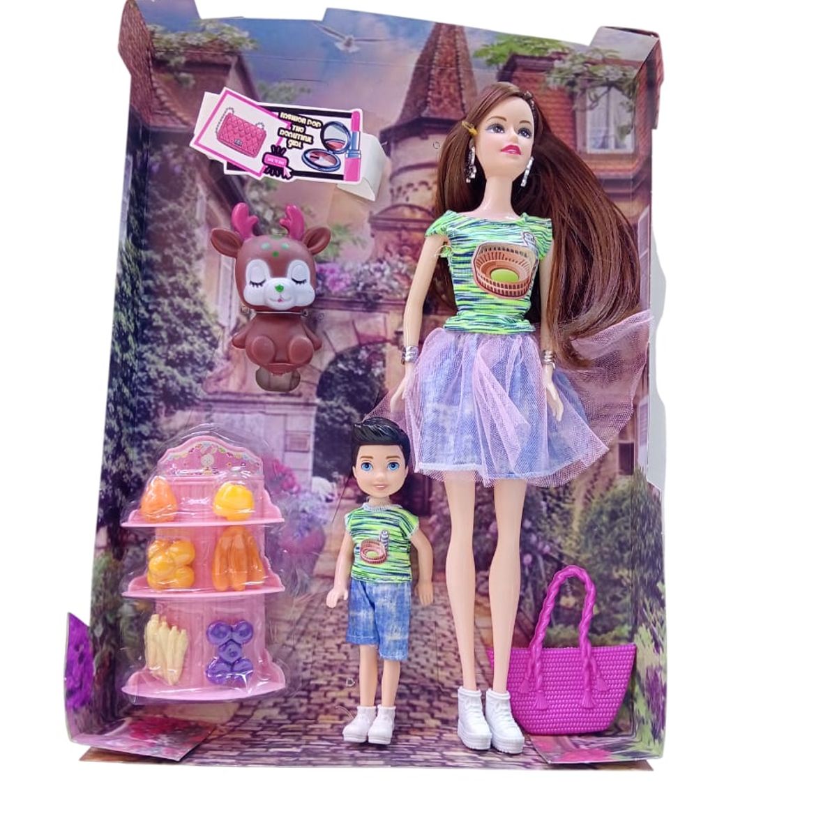 GENERICO - MUÑECA BEAUTY GIRL CON NIÑO Y VENADITO Y ACCESO PARA PICNIC