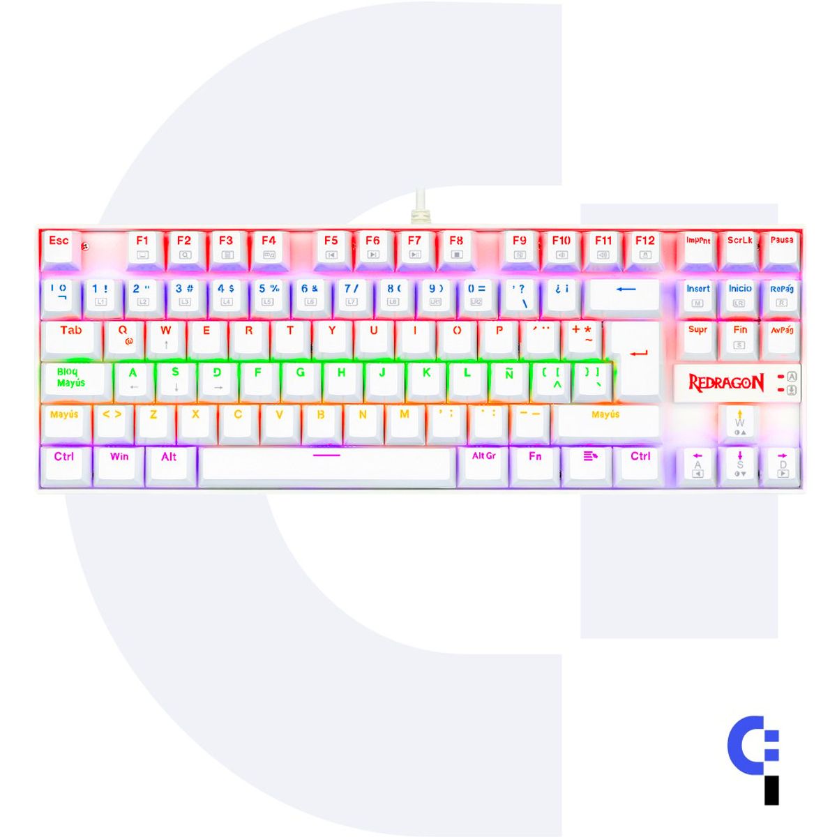 REDRAGON - TECLADO MECANICO REDRAGON KUMARA WHITE K552W-RGB RED SWITCH ESP USB