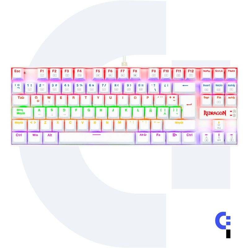 REDRAGON - TECLADO MECANICO REDRAGON KUMARA WHITE K552W-RGB RED SWITCH ESP USB