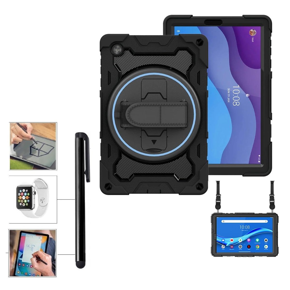 GENERICO - Funda Armor + Lapiz tactil Lenovo M10 10.1 2da Gen TB-X306X / F ZA7200