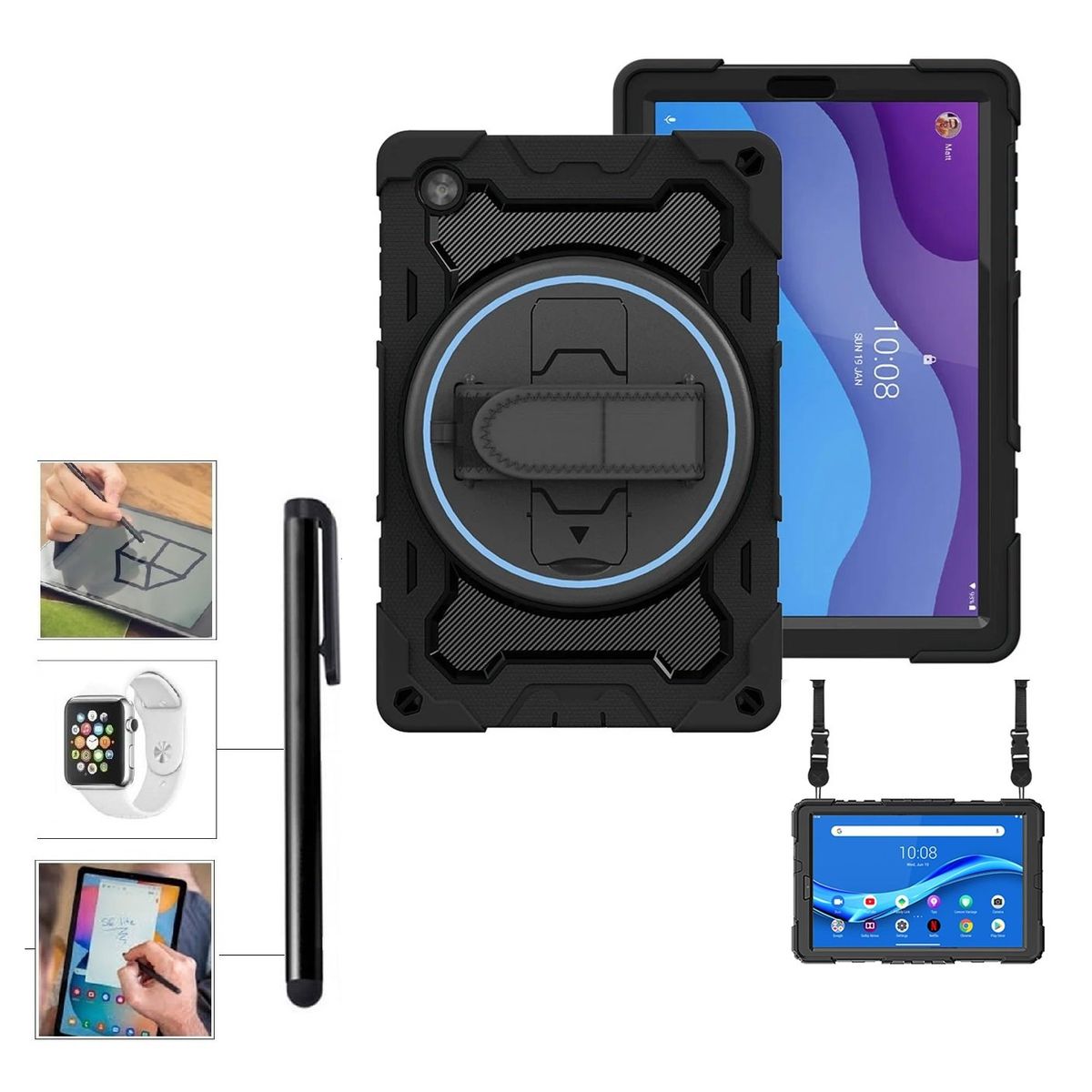 GENERICO - Funda Armor + Lapiz tactil Lenovo M10 10.1 2da Gen TB-X306X / F ZA7200