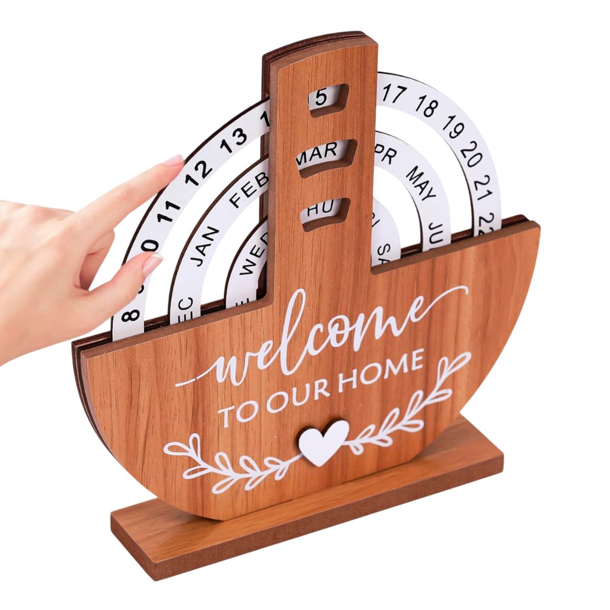 INSPIRA - Calendario Giratorio con Disco de Madera para Escritorio