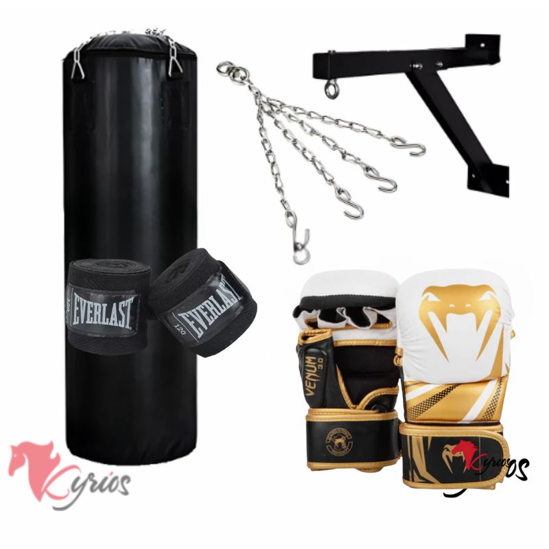 NO LOGO - Saco De Box De 1 MTS+Rack+Cadena+Guantes+Vendas