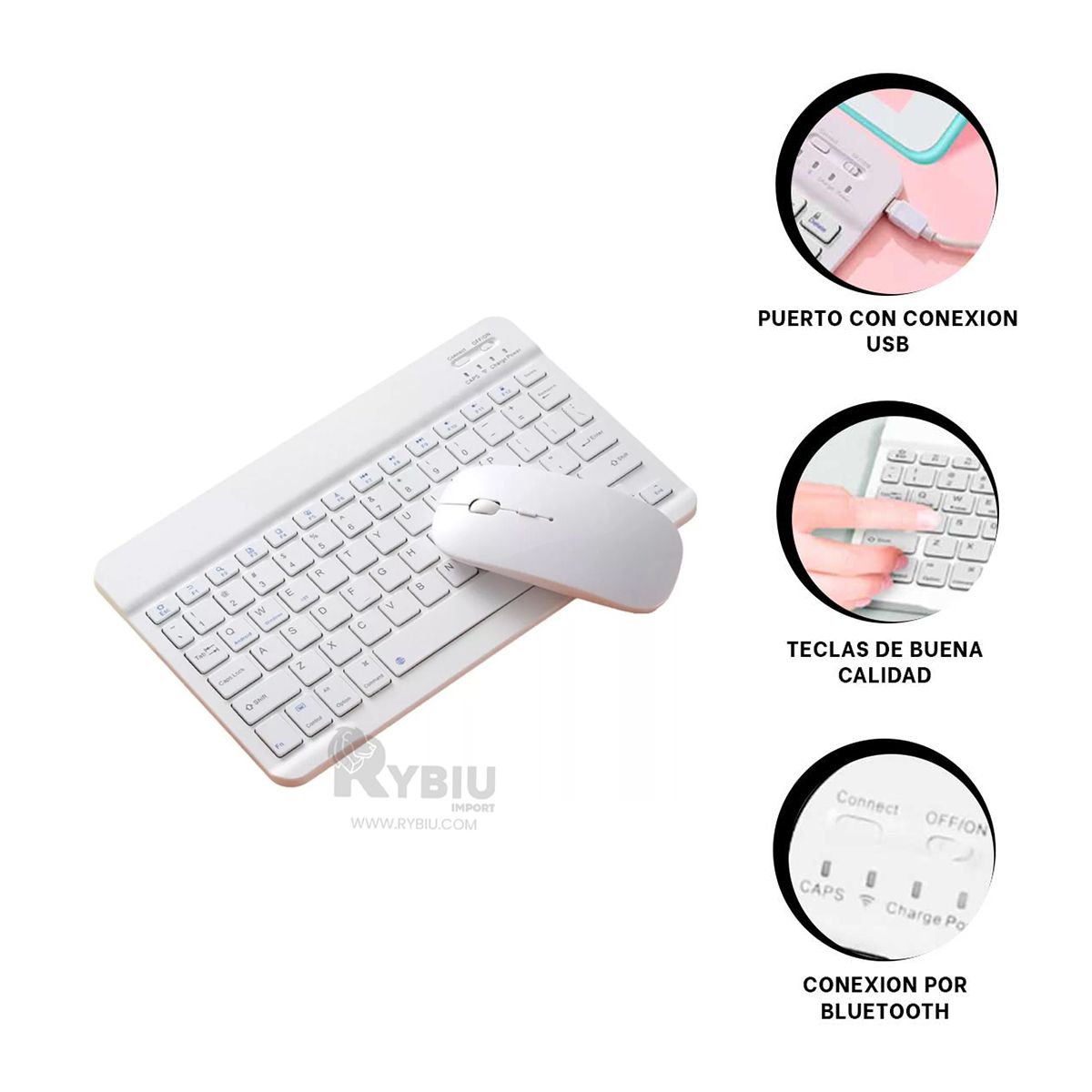 GENERICO - Set de Streamers Mouse y Teclado en Blanco Y+Gift Stickers