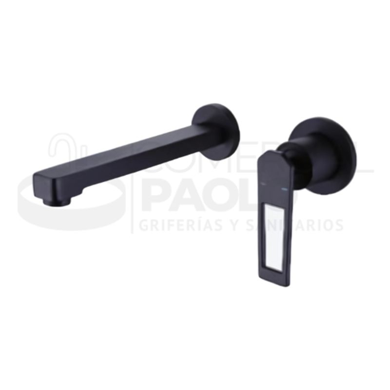 FRATELLI - MEZCLADORA MONOCOMANDO DE LAVATORIO RETRÁCTIL A PARED NEGRO