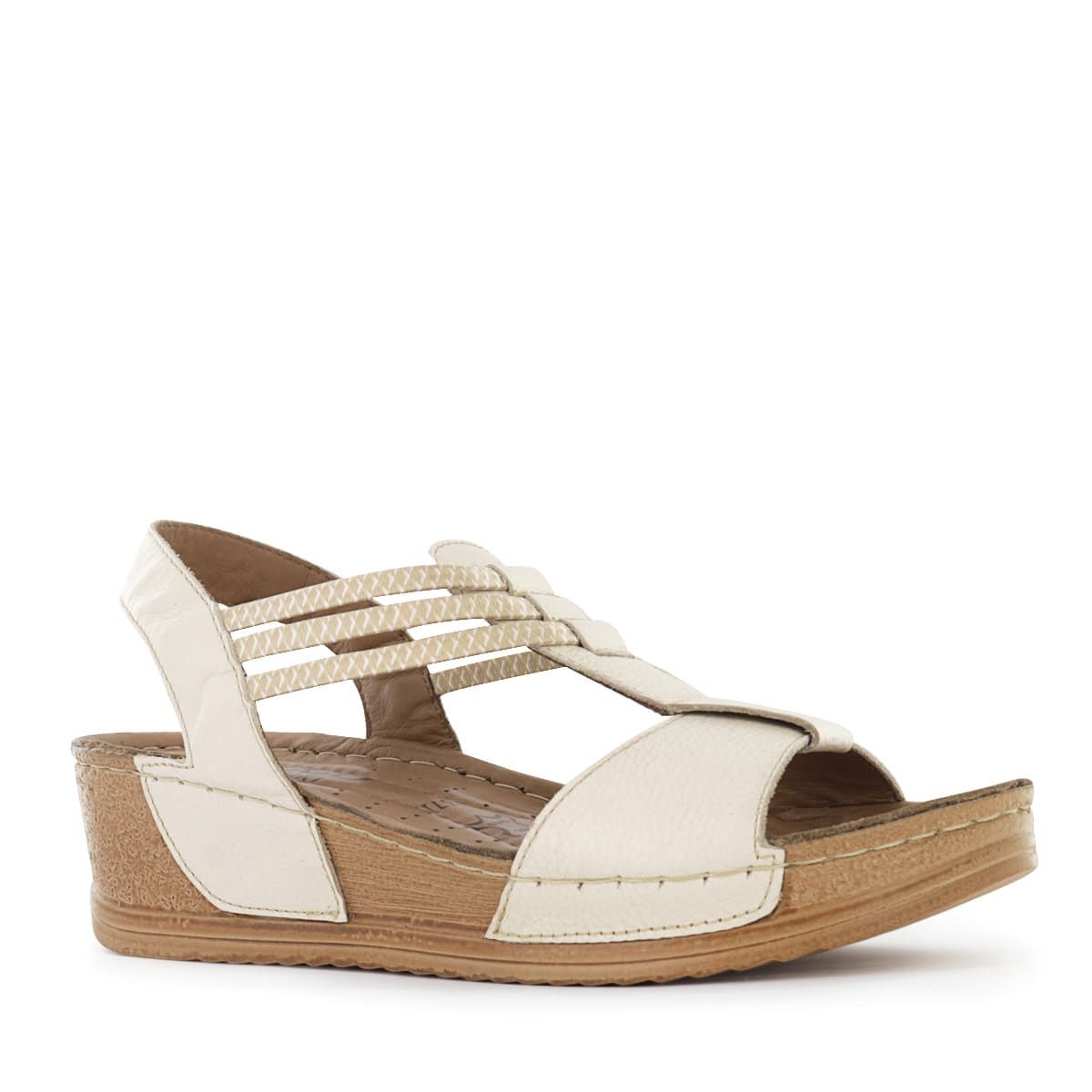 ECCO - Sandalias Mujer Ecco Bibi22 Ostra Cuero Natural