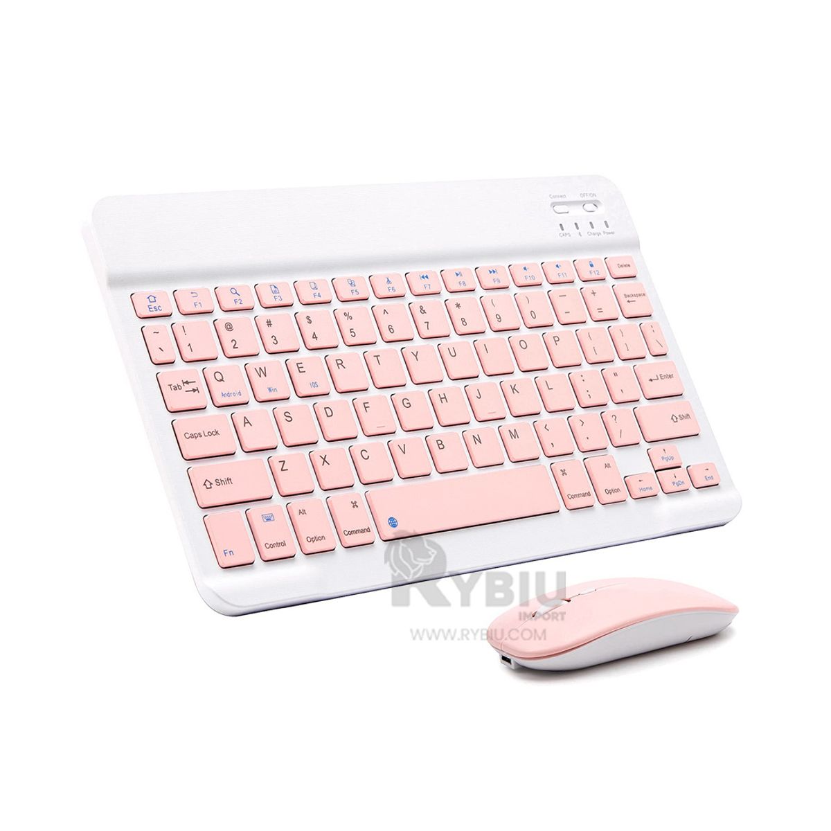 GENERICO - Combo Teclado y Raton Rosado Y+Regalo Ligas para Peinar