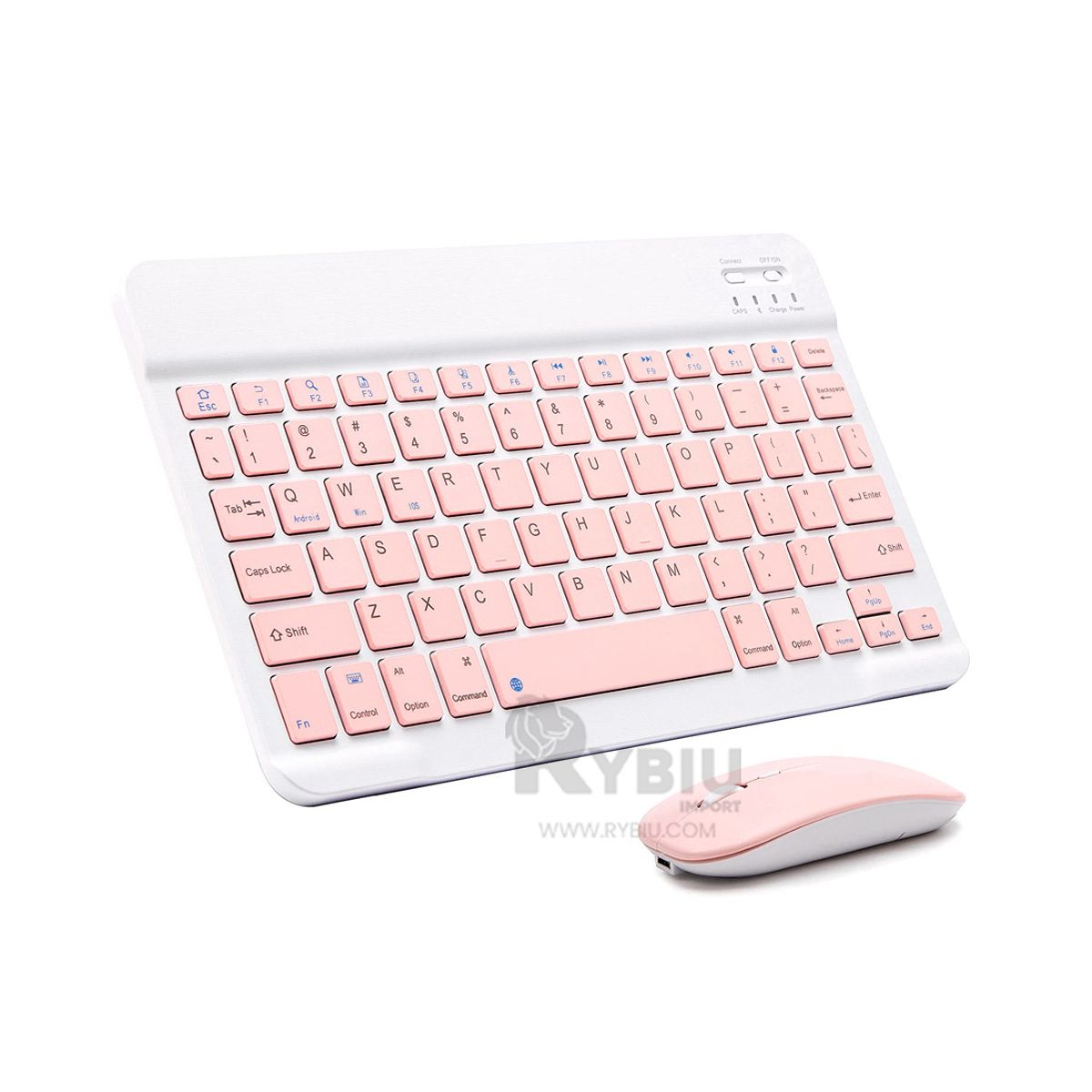 GENERICO - Combo Teclado y Raton Rosado Y+Regalo Ligas para Peinar