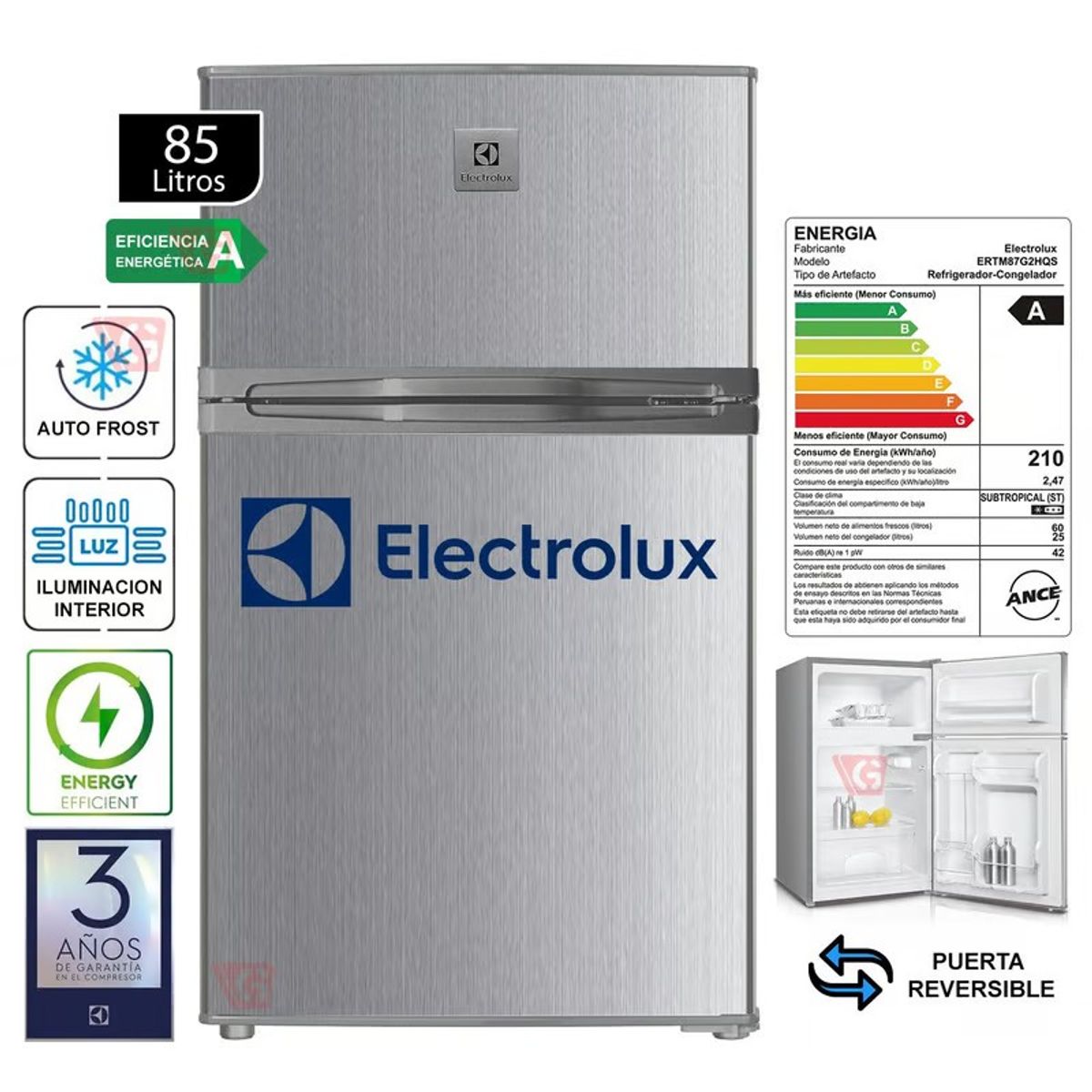 ELECTROLUX - Frigobar Electrolux 87L ERTM87G2HQS