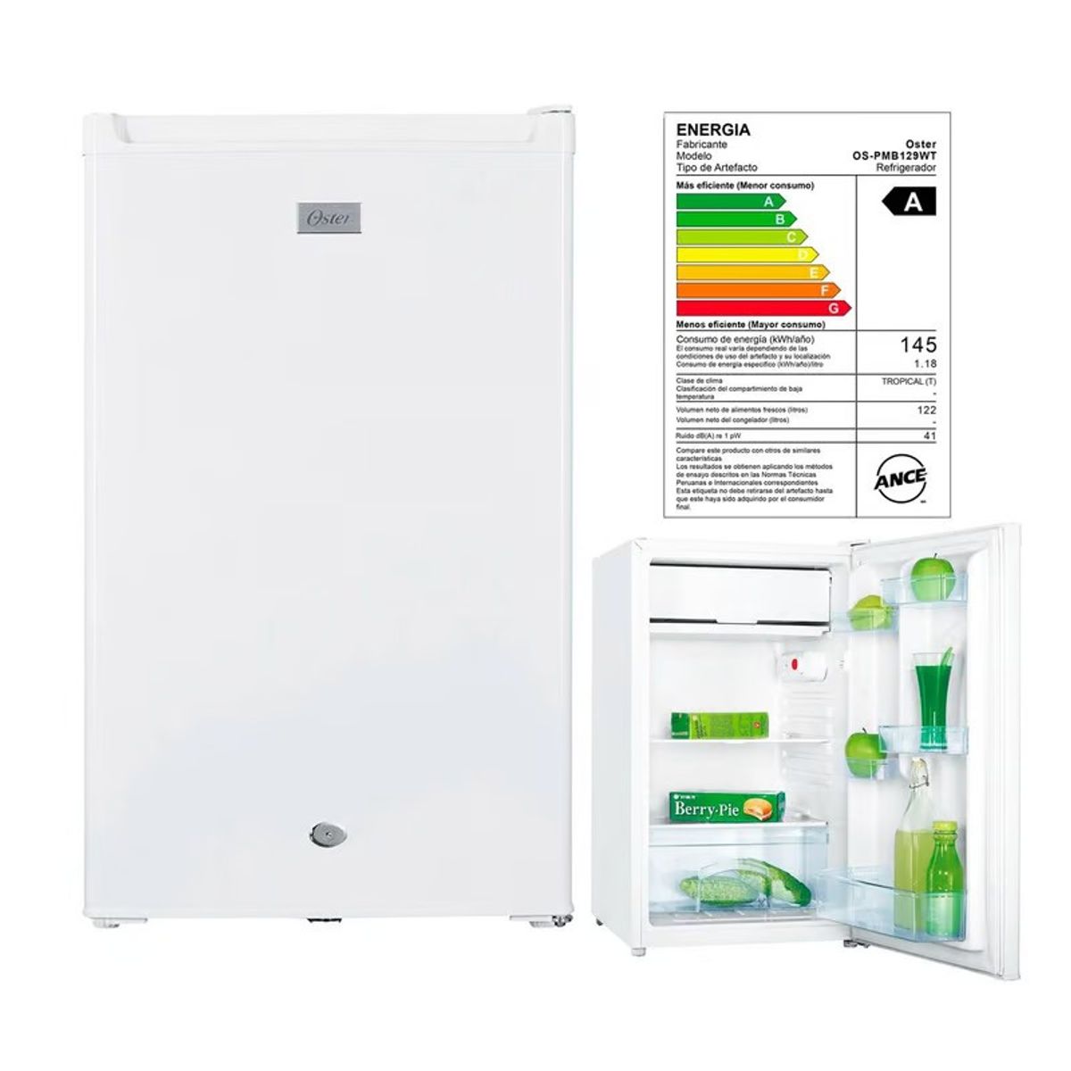 OSTER - Frigobar Oster 122L OS PMB129WT  Blanco