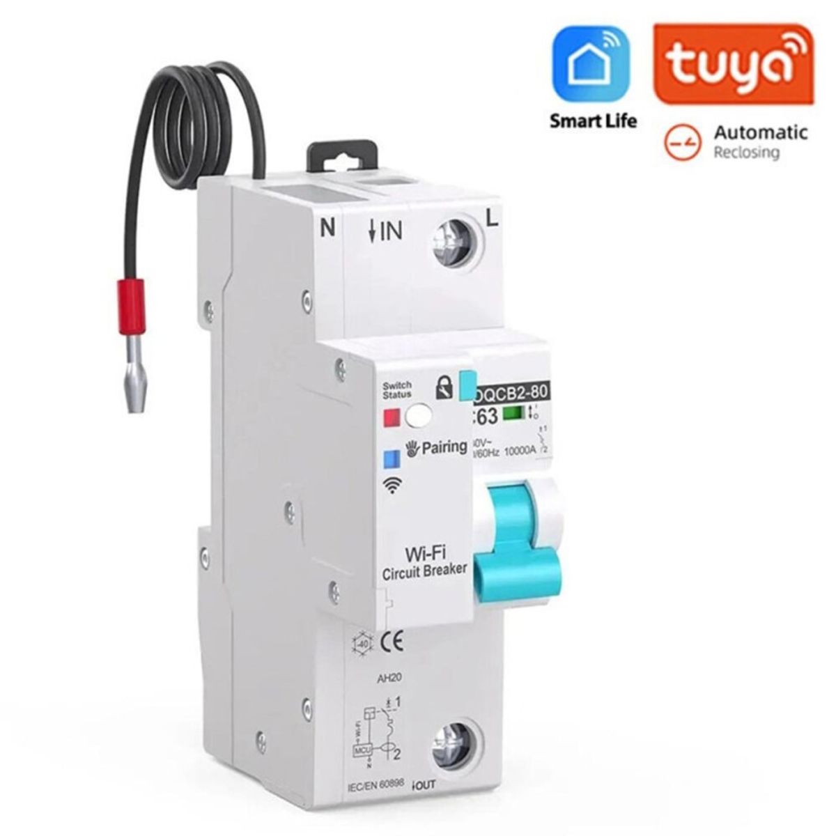 MN ELECTRONICS - Llave Diferencial WIFI Inteligente Automático TUYA de 1-63A TOQCB2-80