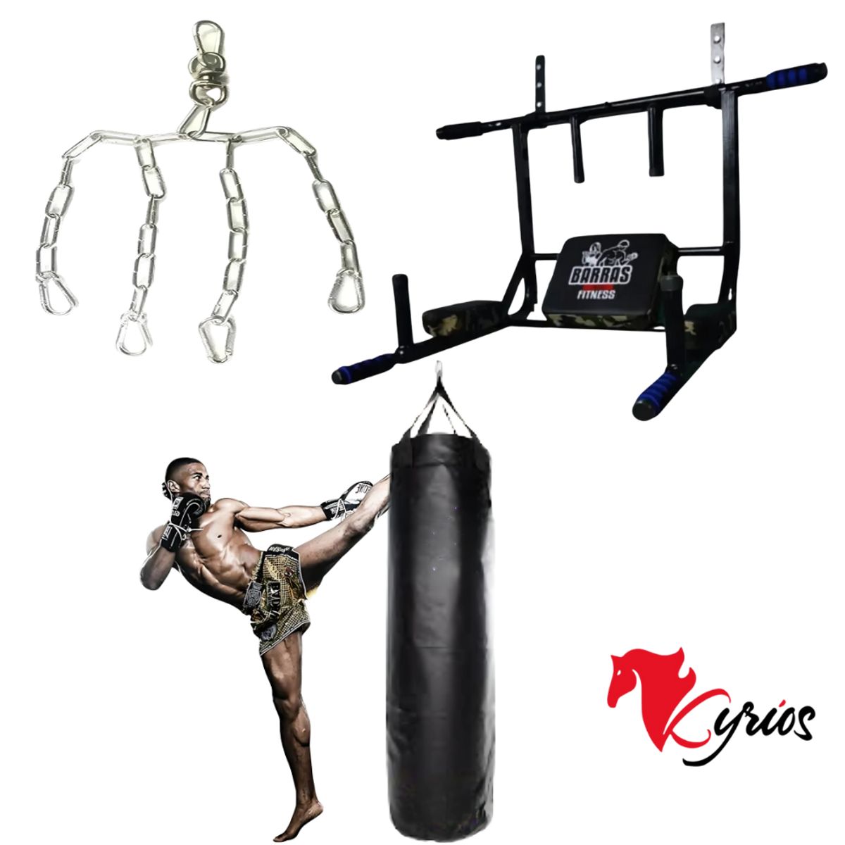 NO LOGO - Barra Multifuncional + Saco De Box De 1 MTS+Cadena