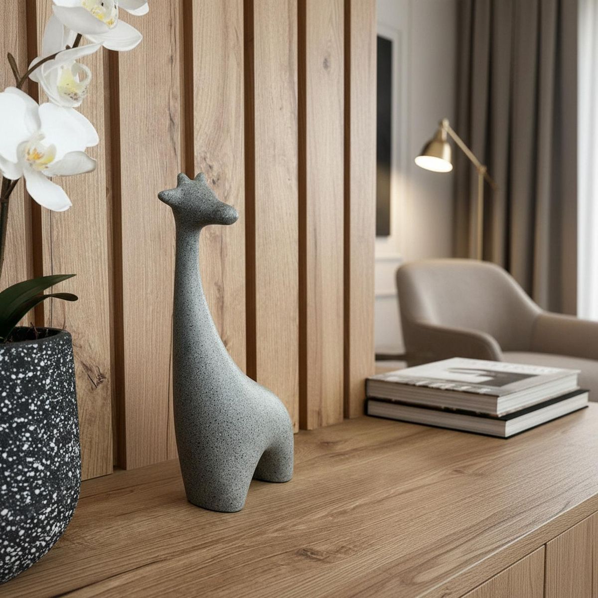 MAP DESIGN HOME - Adorno Jirafa Circus Terrazo Gris 15x07x17 cm