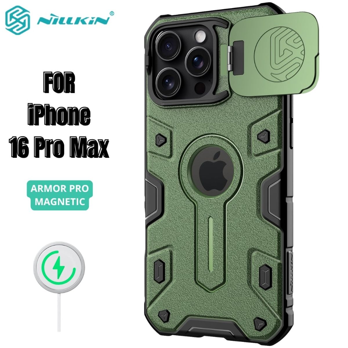 NILLKIN - Case Nillkin Armor Green - iPhone 16 Pro Max (MagSafe)