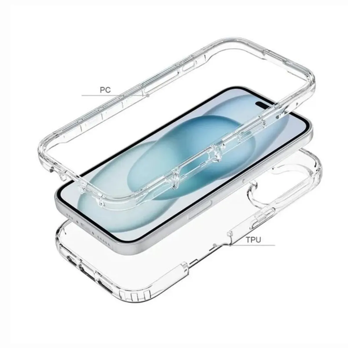 CASE - Case 360 Son 3 En 1 Transparente Para Iphone 16 - Clear