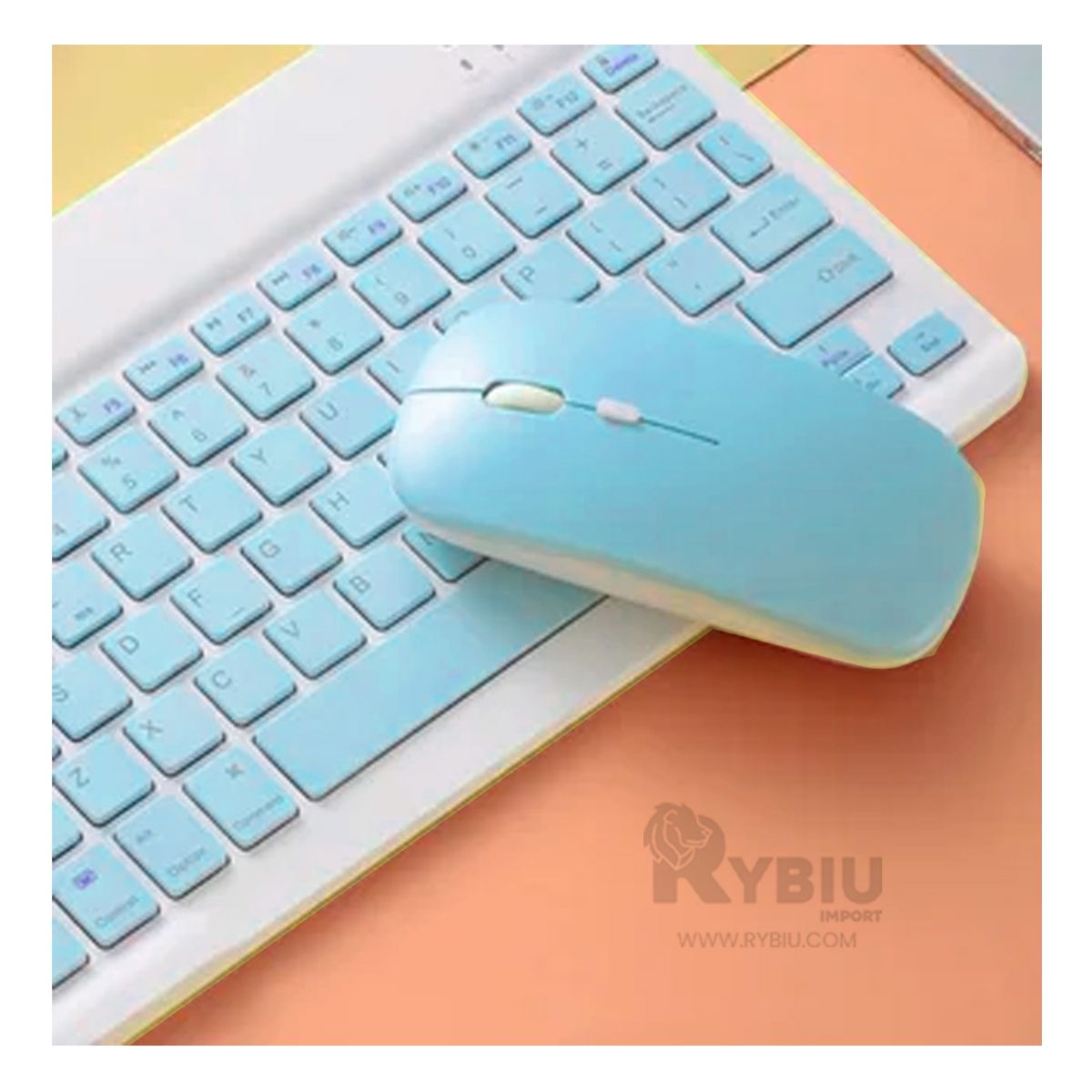 GENERICO - Kit de Teclado y Mouse Bluetooth en Color Celeste