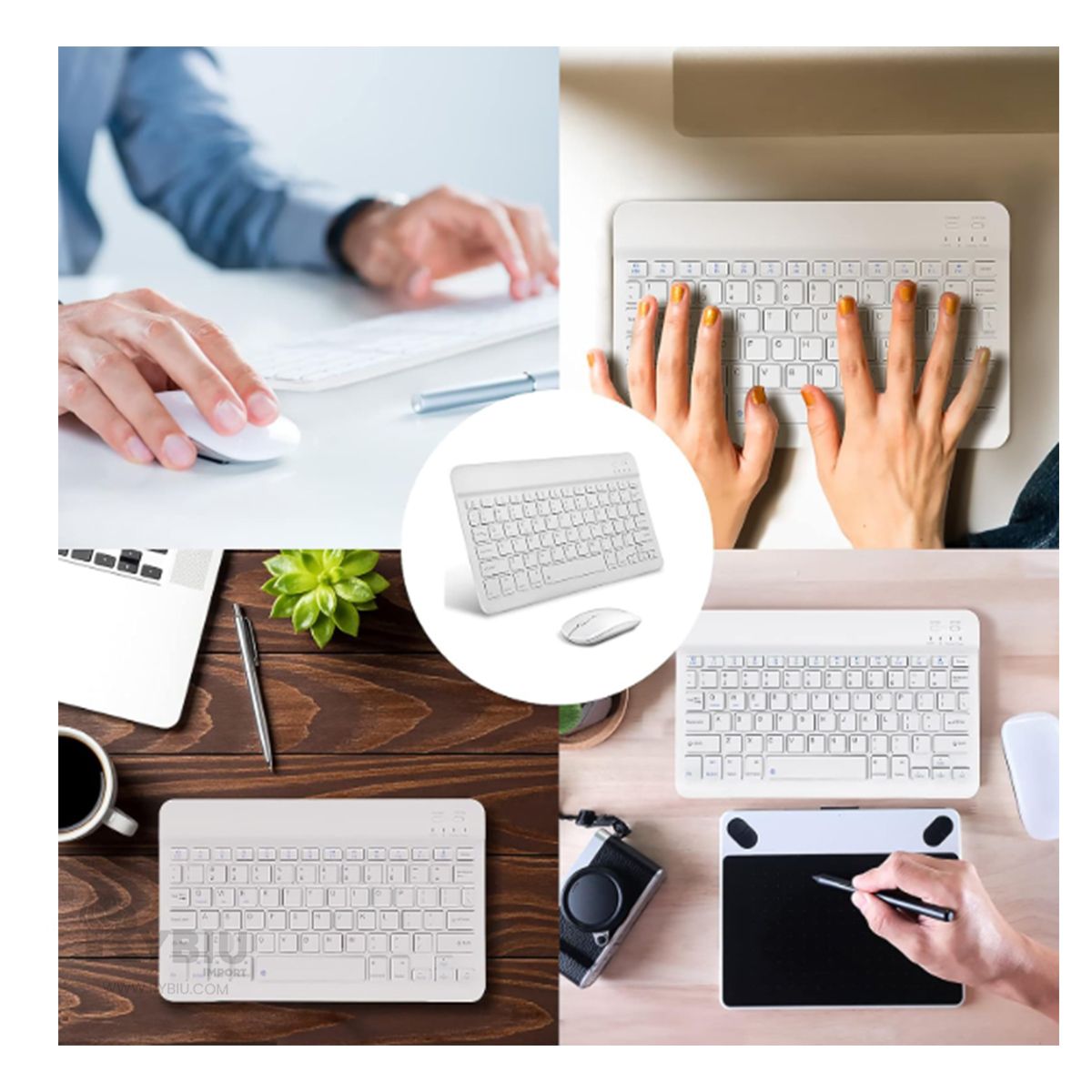 GENERICO - Kit Mouse y Keyboard en Colro Blanco Y+Papel de Regalo