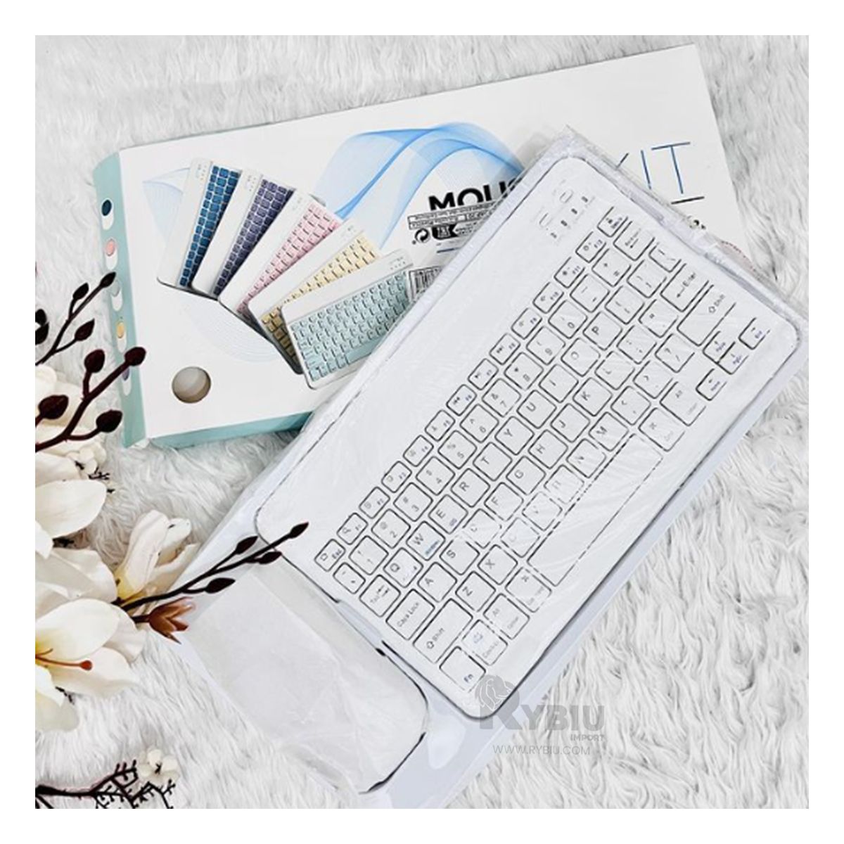 GENERICO - Kit Mouse y Keyboard en Colro Blanco Y+Papel de Regalo