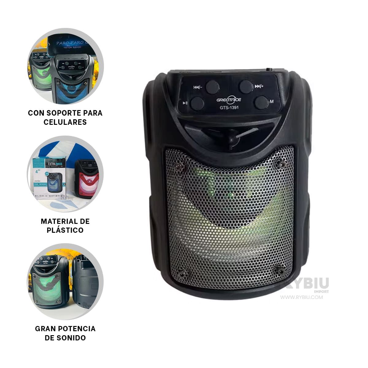 GENERICO - Bocina de Sonido HD y Radio FM Negro Y+Gift MiniAgenda